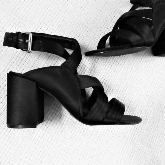 sz 7 new SOL SANA Gabby satin leather heels sandals - Picture 9 of 12